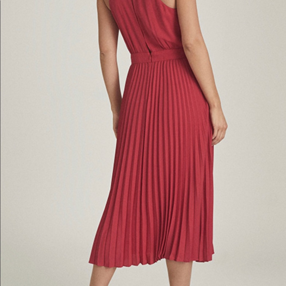 NWT REISS Nina Halterneck Pleated Midi Dress, Size 10 - Picture 4 of 6
